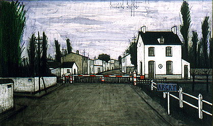 Bernard Buffet: Le Passage &agrave; Niveau d'Ar&ccedil;ay, 1955 - Painting 