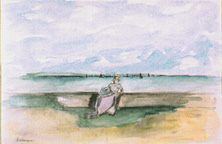 Henri Lebasque: Jeune Fille au Bord de la Mer - Watercolor