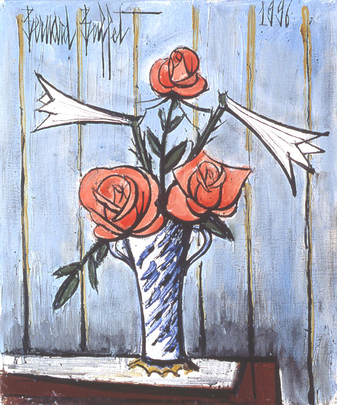 Bernard Buffet: Roses Rouges et Lys, 1996 -painting