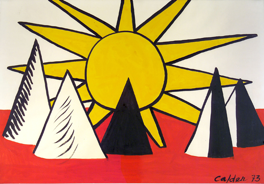 Alexander Calder: Pyramids and Sun, 1973 - gouache