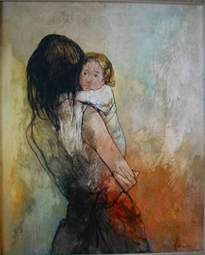 Jean Jansem: Mother and Child, 1972 - painting