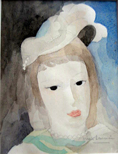 Marie Laurencin: Portrait of a Girl with a Hat, ca. 1940 - watercolor