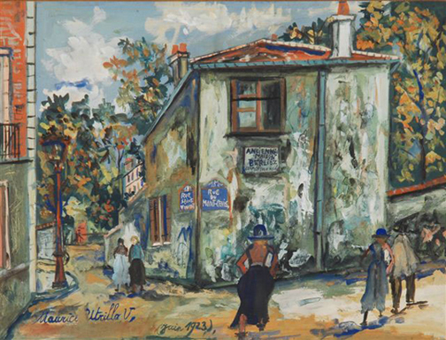 Maurice Utrillo: Rue du Mont-Cenis, Ancienne Maison Berlioz, 1923 - gouache on paper